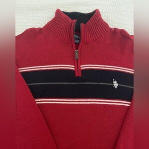U.S. Polo Assn. Men's Red and Black Zip Up Sweater